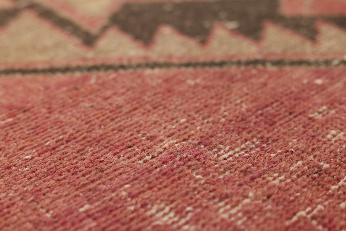 Vintage Malatya Turkish Runner Rug 3x13 ft — Red & Beige Geometric