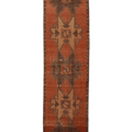 Vintage Malatya Turkish Runner Rug 3x11 ft — Orange & Brown Geometric