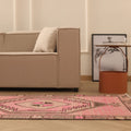Vintage Malatya Turkish Runner Rug 3x14 ft — Pink & Brown Geometric