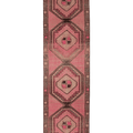 Vintage Malatya Turkish Runner Rug 3x14 ft — Pink & Brown Geometric
