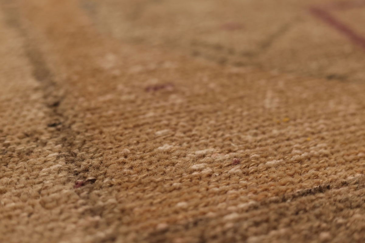 Vintage Malatya Turkish Runner Rug 3x12 ft — Beige & Brown Geometric