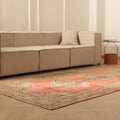 Vintage Konya Turkish Runner Rug 5x11 ft — Red & Beige Floral