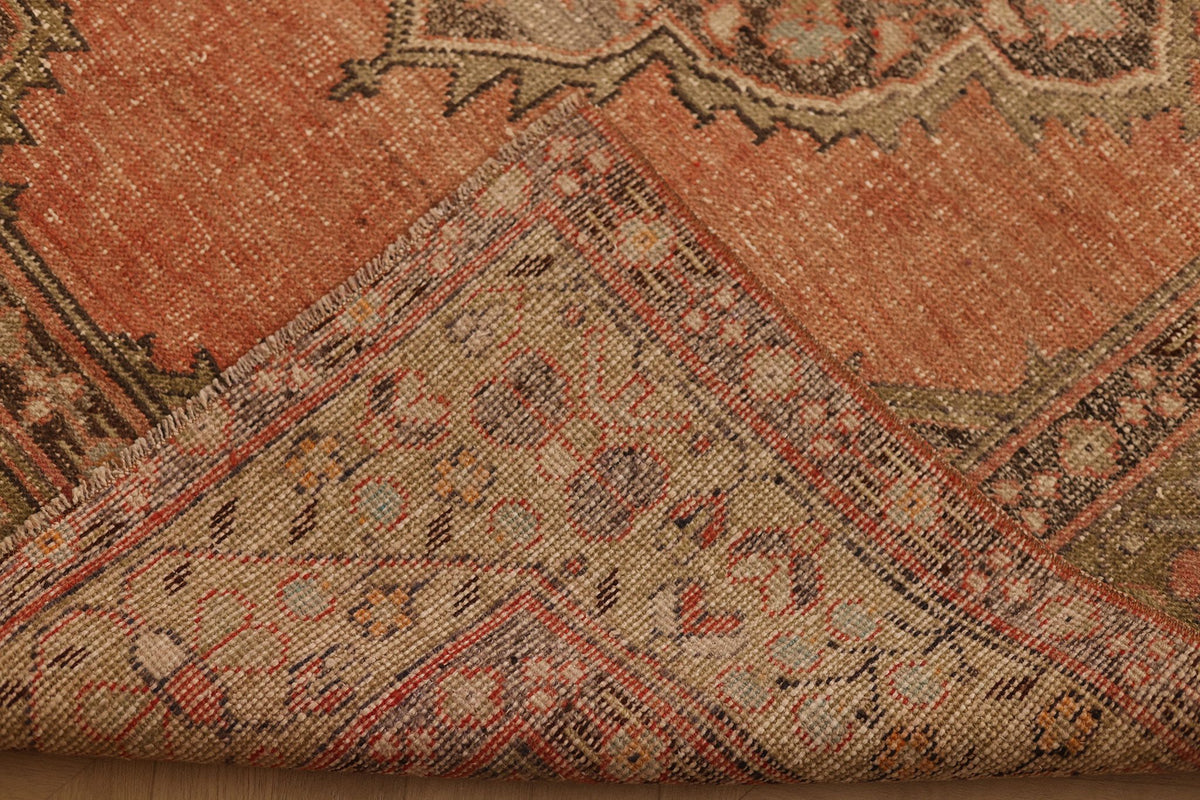Vintage Konya Turkish Runner Rug 5x11 ft — Red & Beige Floral