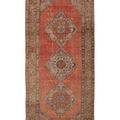 Vintage Konya Turkish Runner Rug 5x11 ft — Red & Beige Floral