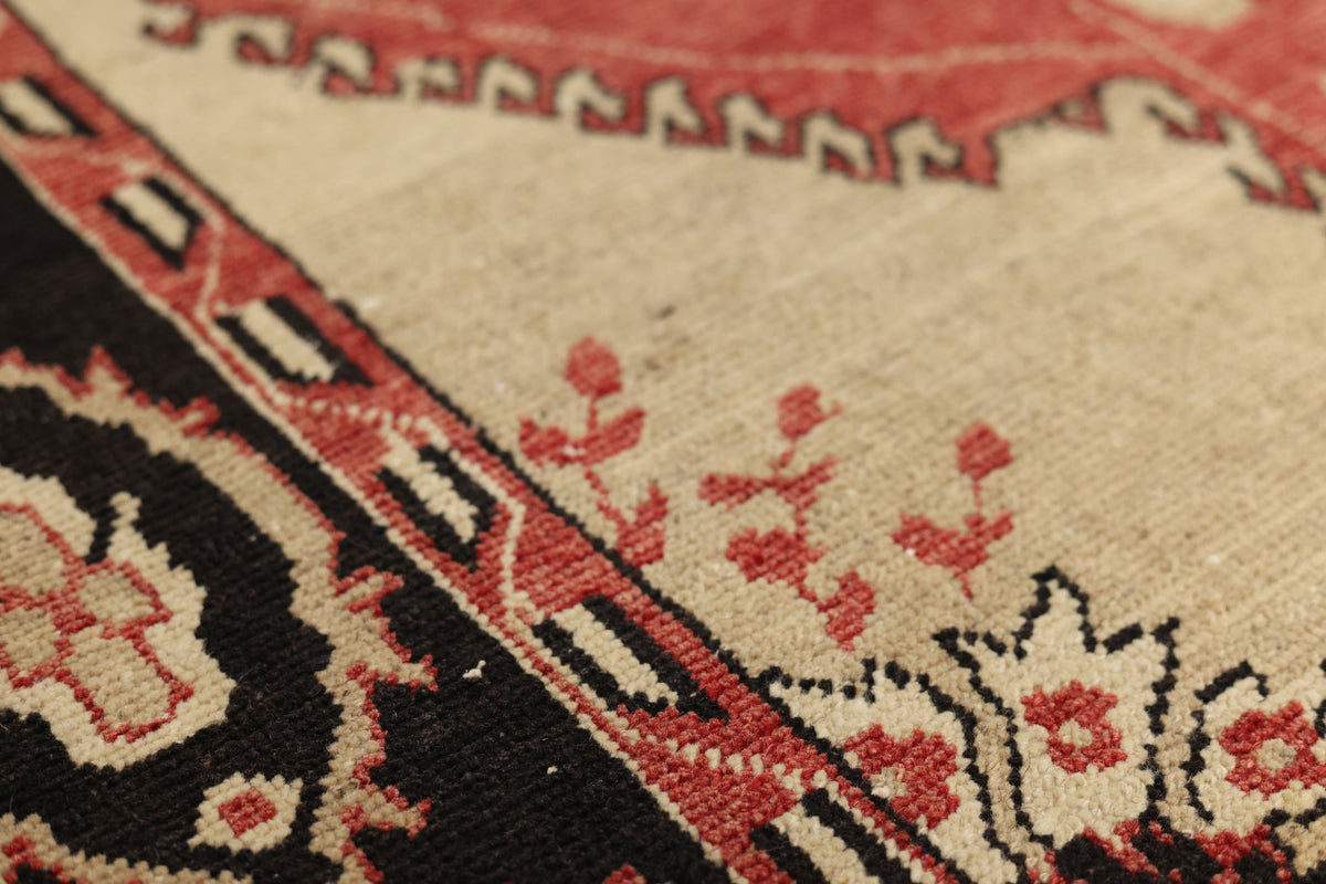 Vintage Sivas Turkish Area Rug 6x10 ft — Red & Beige Floral (No. 56078)