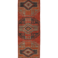 Vintage Southeastern Persian Style Runner Rug 3x12 ft — Red & Orange Geometric