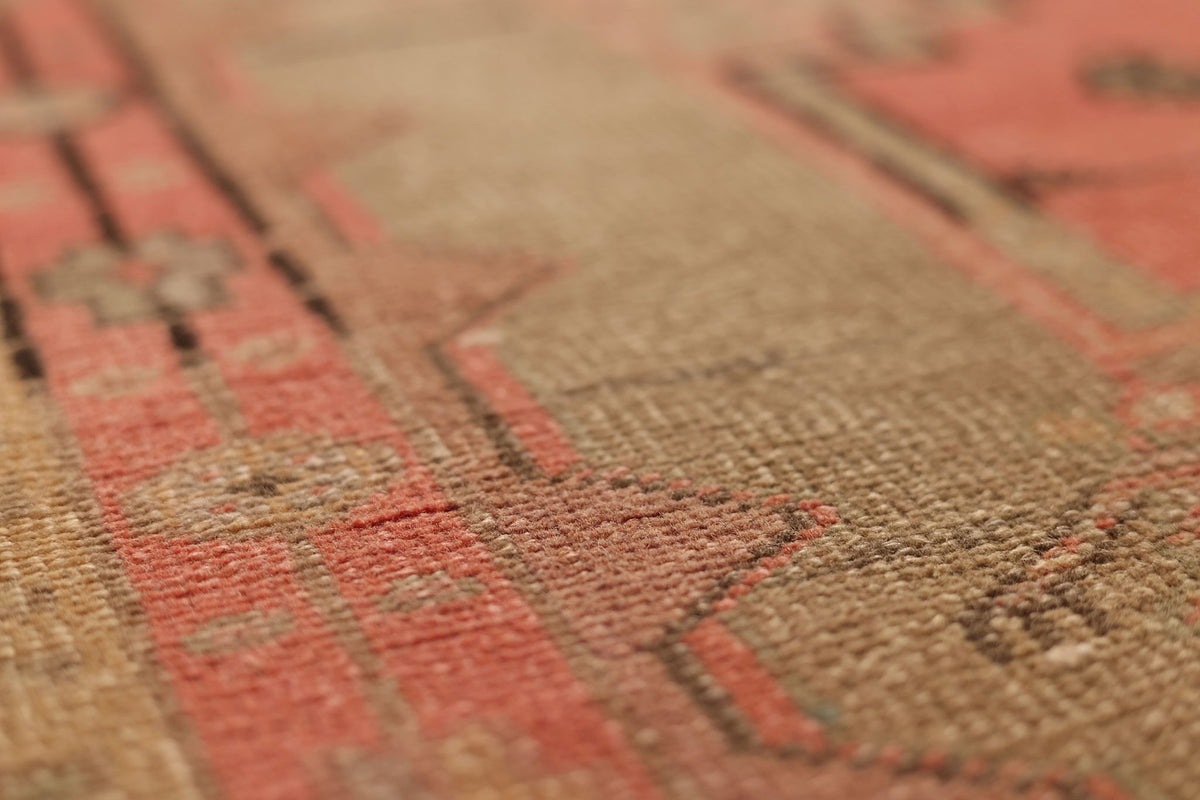 Vintage Southeastern Persian Style Runner Rug 4x9 ft — Brown & Red Geometric