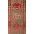 Vintage Southeastern Persian Style Runner Rug 4x9 ft — Brown & Red Geometric