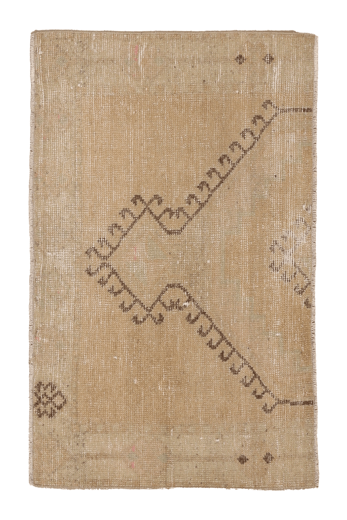Vintage Malatya Turkish Doormat 2x3 ft — Beige & Brown Geometric (No. 56110)