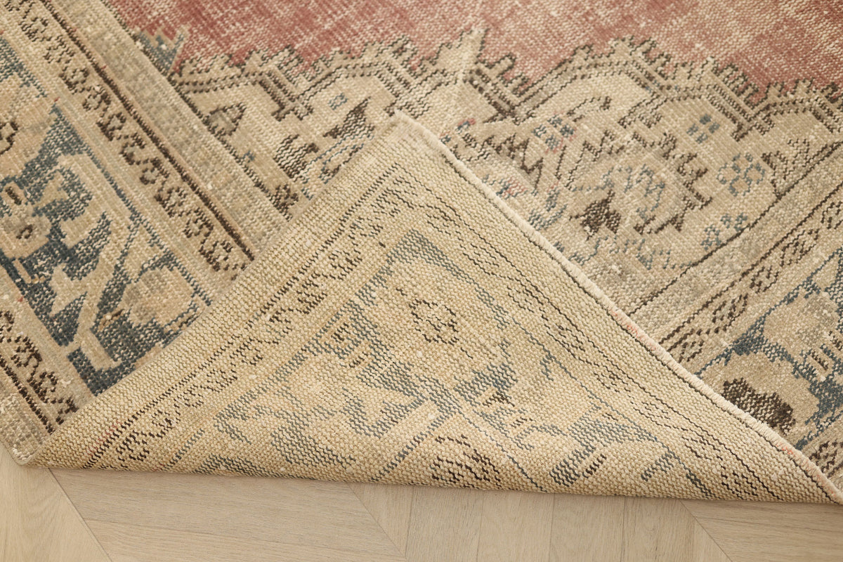 Vintage Isparta Turkish Area Rug 6x9 ft — Red & Beige Floral (No. 56117)