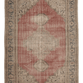 Vintage Isparta Turkish Area Rug 6x9 ft — Red & Beige Floral (No. 56117)