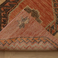 Vintage Malatya Turkish Runner Rug 3x11 ft — Orange & Beige Geometric