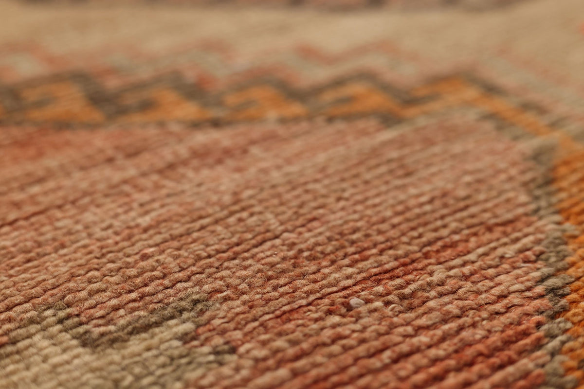 Vintage Malatya Turkish Runner Rug 3x11 ft — Orange & Beige Geometric