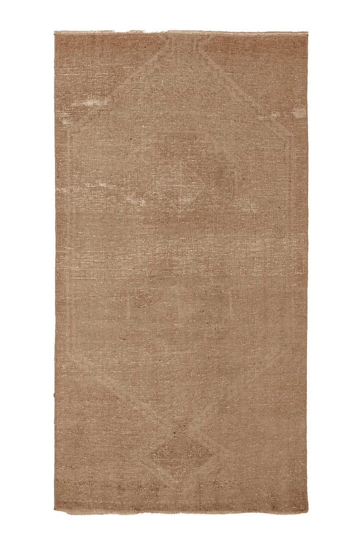Vintage Malatya Turkish Runner Rug 3x6 ft — Beige & Brown Geometric