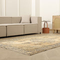 Vintage Isparta Turkish Area Rug 5x8 ft — Beige Floral (No. 56143)