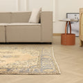 Vintage Isparta Turkish Area Rug 5x8 ft — Beige Floral (No. 56143)