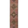 Vintage Malatya Turkish Runner Rug 2x10 ft — Pink & Brown Geometric