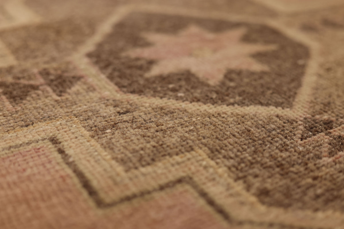 Vintage Malatya Turkish Runner Rug 2x10 ft — Pink & Brown Geometric