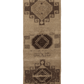 Vintage Malatya Turkish Runner Rug 2x6 ft — Beige & Brown Geometric