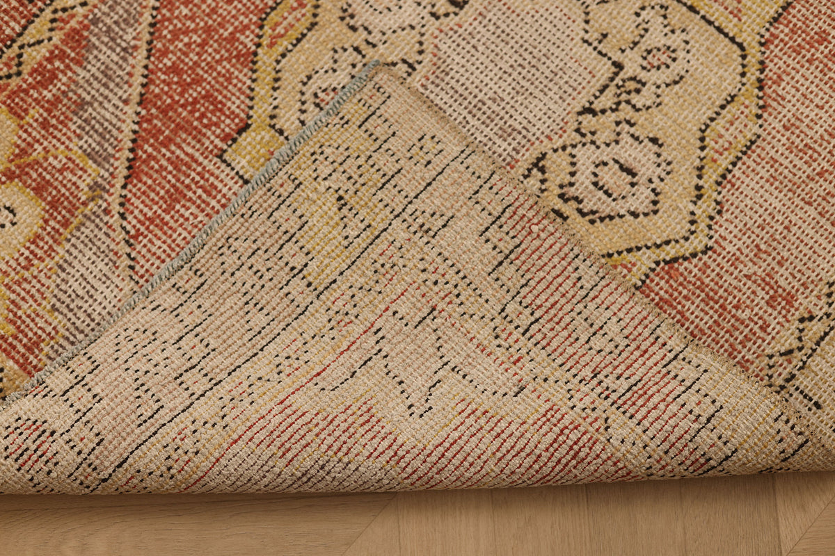 Vintage Niğde Turkish Runner Rug 2x8 ft — Beige & Red maximalist
