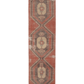 Vintage Malatya Turkish Runner Rug 3x14 ft — Red & Brown Distressed