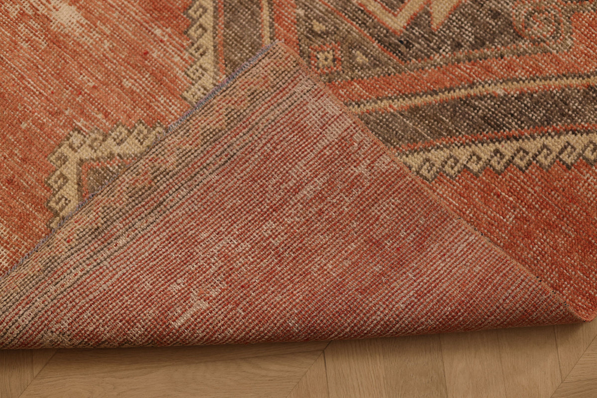 Vintage Malatya Turkish Runner Rug 3x14 ft — Red & Brown Distressed