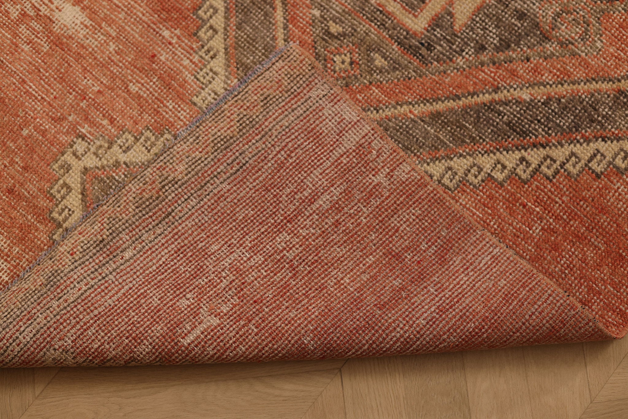 Vintage Malatya Turkish Runner Rug 3x14 ft — Red & Brown Distressed