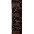 Vintage Malatya Turkish Runner Rug 2x10 ft — Brown & Blue Geometric