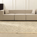 Vintage Isparta Turkish Area Rug 7x10 ft — Beige Floral (No. 56290)
