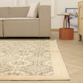 Vintage Isparta Turkish Area Rug 7x10 ft — Beige Floral (No. 56290)