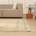 Vintage Isparta Turkish Area Rug 6x10 ft — Beige Floral (No. 56292)