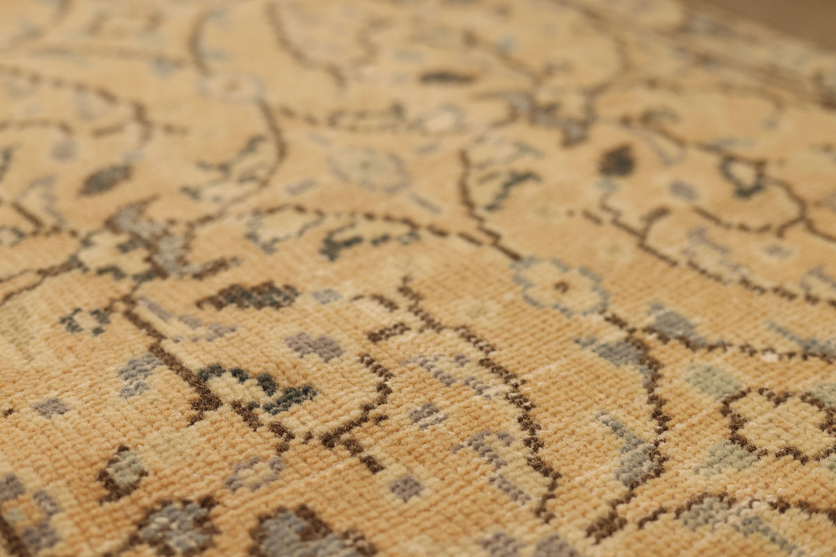 Vintage Manisa Turkish Runner Rug 2x10 ft — Beige Floral