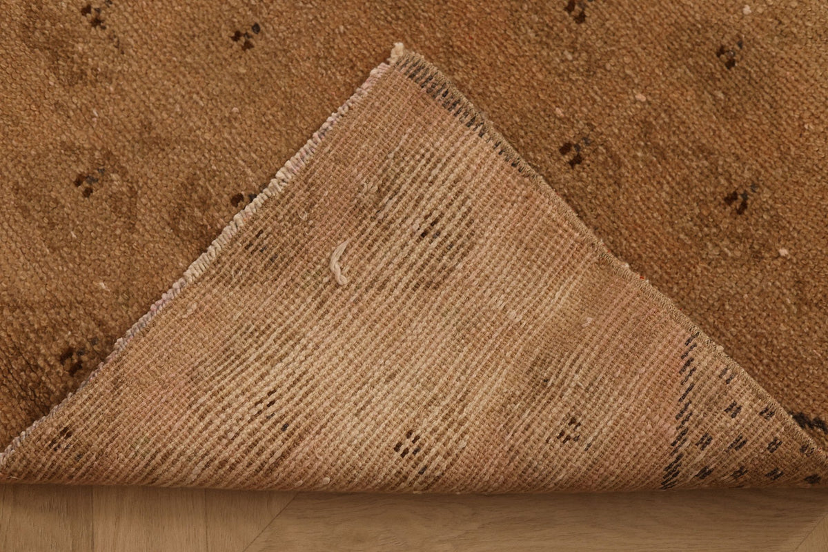 Vintage Sivas Turkish Runner Rug 3x10 ft — Brown & Beige Distressed