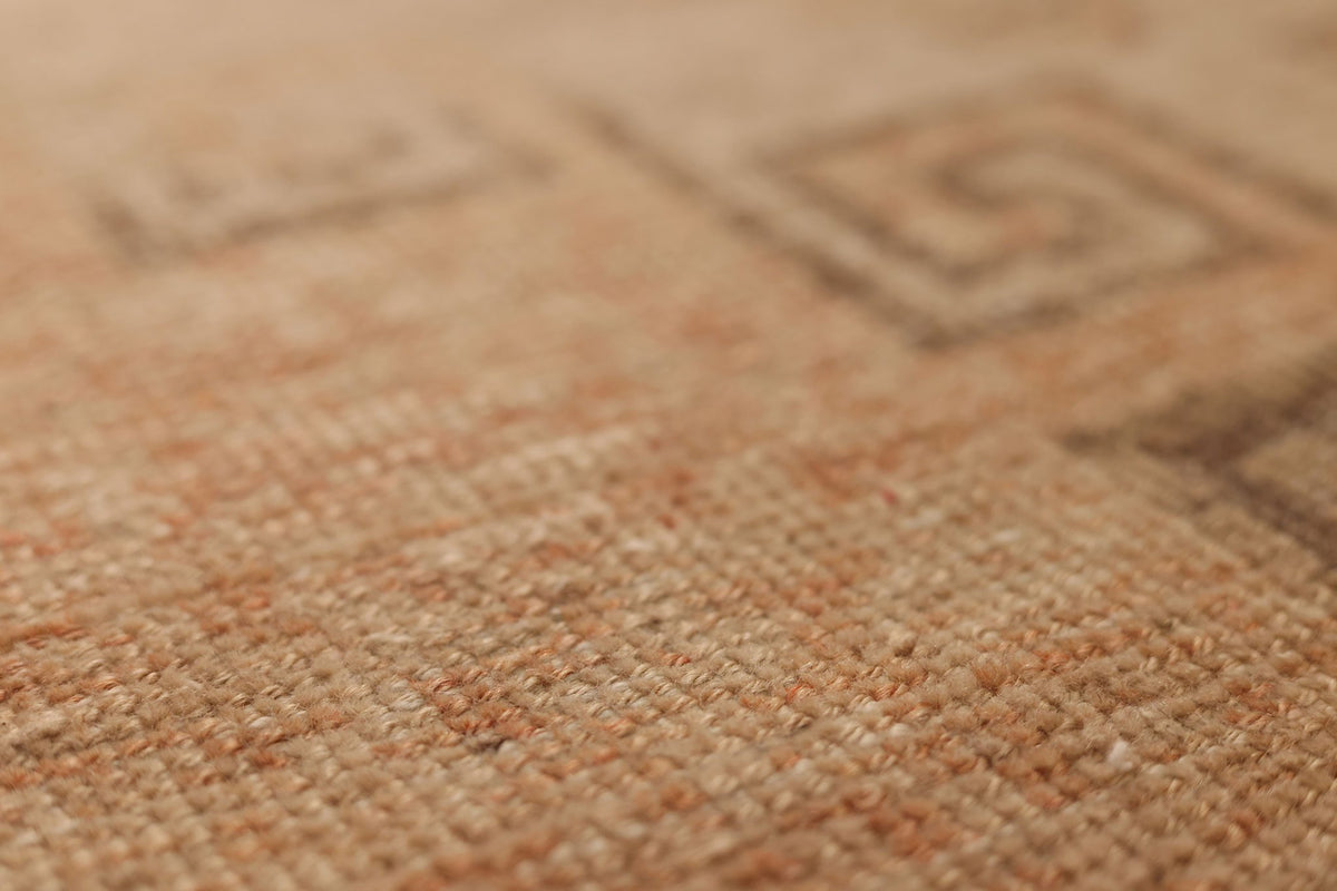 Vintage Malatya Turkish Runner Rug 3x10 ft — Beige & Brown Geometric