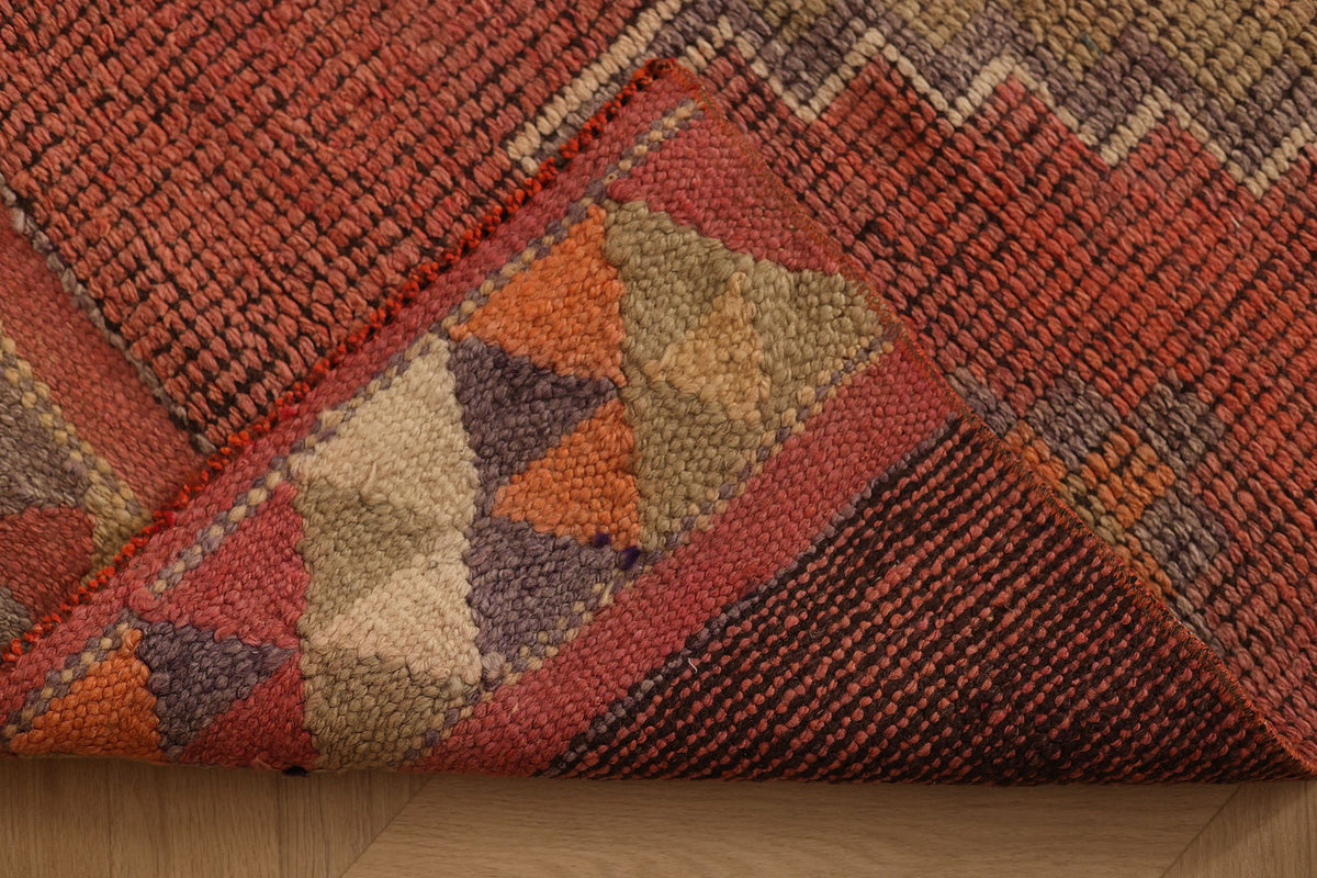 Vintage Southeastern Persian Style Runner Rug 3x12 ft — Red & Orange Geometric
