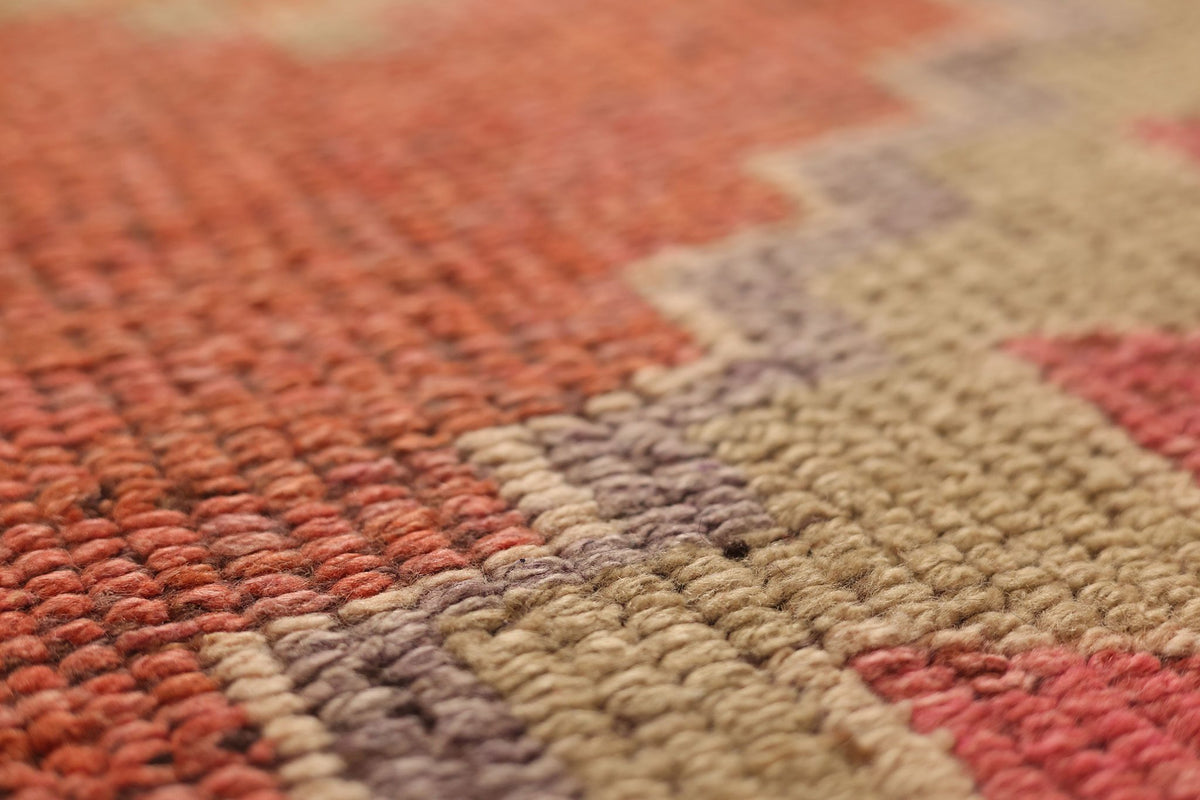 Vintage Southeastern Persian Style Runner Rug 3x12 ft — Red & Orange Geometric