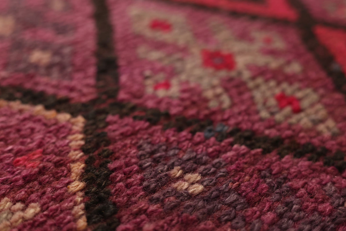 Vintage Southeastern Persian Style Runner Rug 3x11 ft — Red & Brown Geometric
