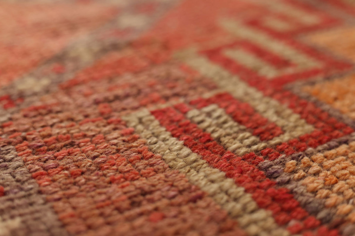Vintage Southeastern Persian Style Runner Rug 3x12 ft — Orange & Red Geometric