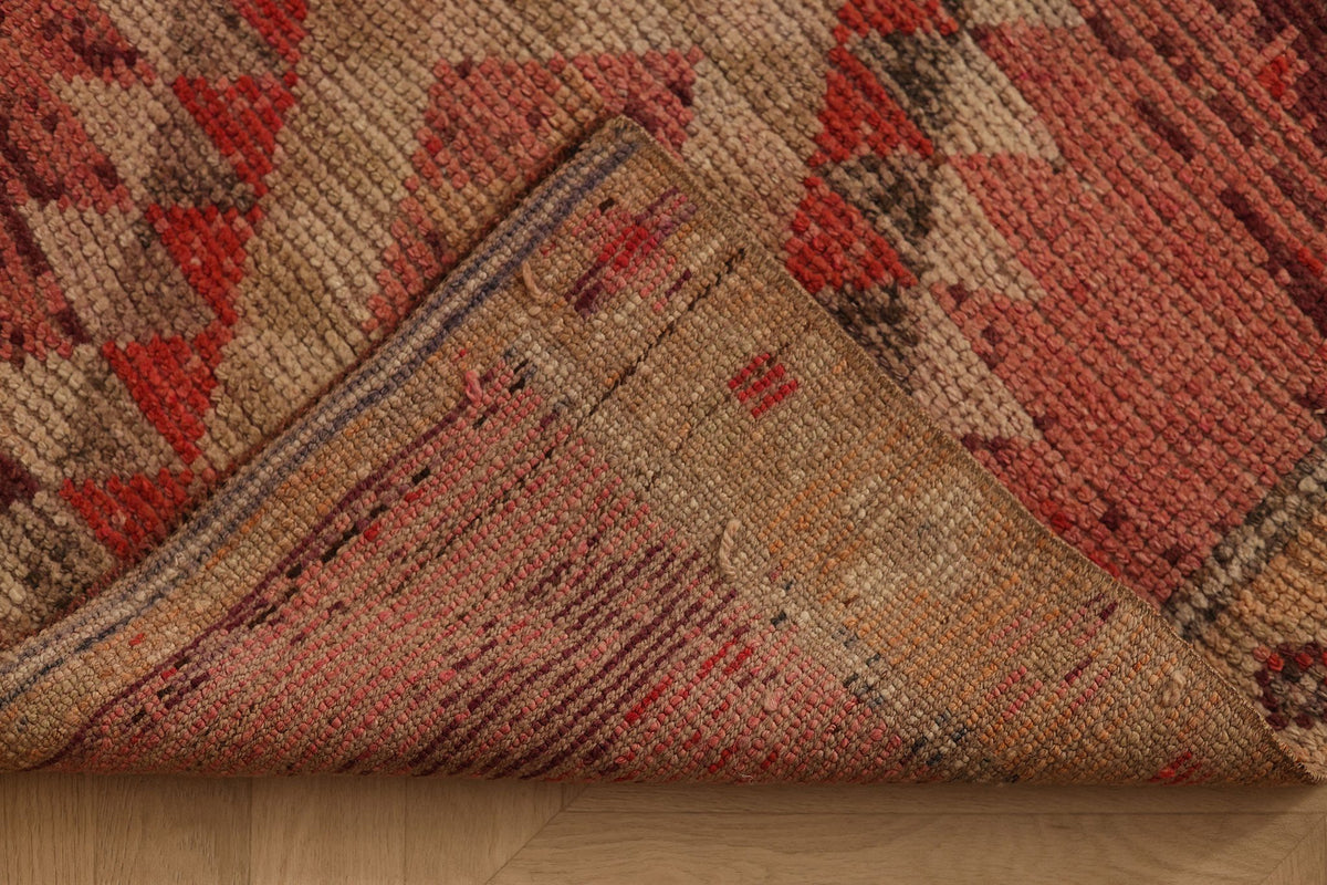 Vintage Southeastern Persian Style Runner Rug 3x10 ft — Red & Brown Geometric