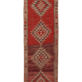 Vintage Southeastern Persian Style Runner Rug 3x10 ft — Red & Brown Geometric