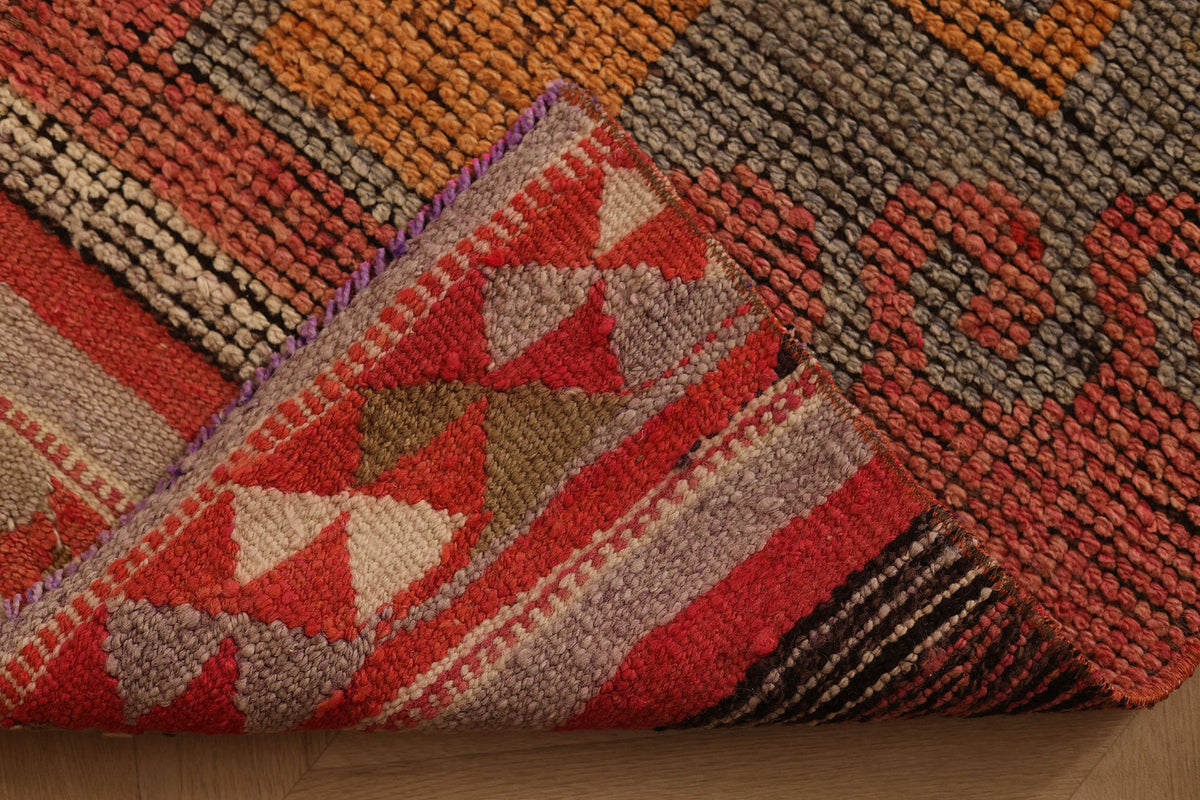 Vintage Southeastern Persian Style Runner Rug 3x12 ft — Red & Orange Geometric
