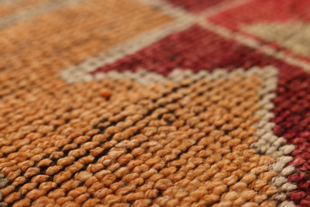 Vintage Southeastern Persian Style Runner Rug 3x12 ft — Red & Orange Geometric