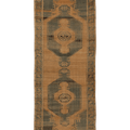 Vintage Malatya Turkish Runner Rug 4x10 ft — Beige & Green Geometric