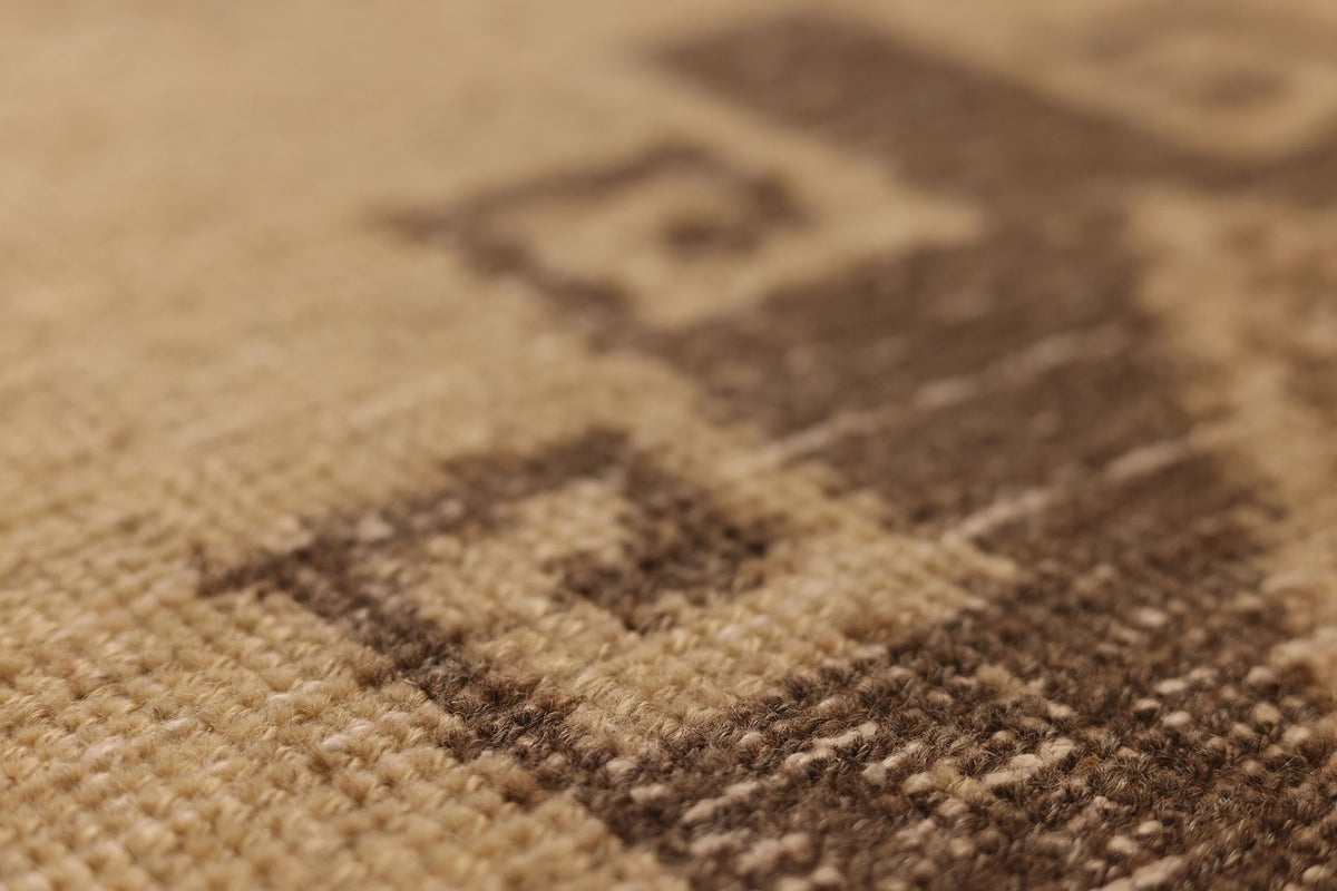 Vintage Malatya Turkish Runner Rug 3x12 ft — Beige & Brown Southwestern