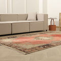 Vintage Sivas Turkish Area Rug 5x9 ft — Red & Brown Floral