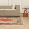 Vintage Sivas Turkish Area Rug 5x9 ft — Red & Brown Floral