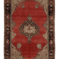 Vintage Sivas Turkish Area Rug 5x9 ft — Red & Brown Floral