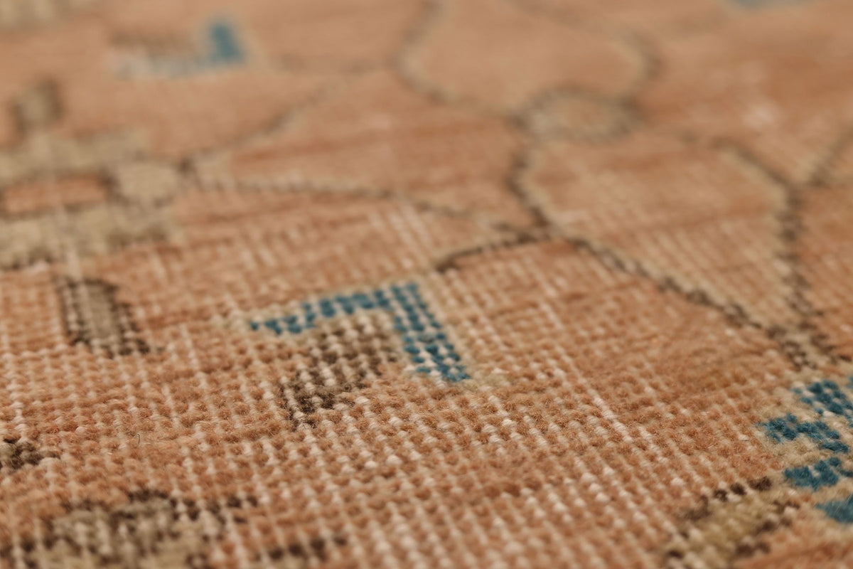 Vintage Isparta Turkish Runner Rug 3x12 ft — Brown & Beige Floral