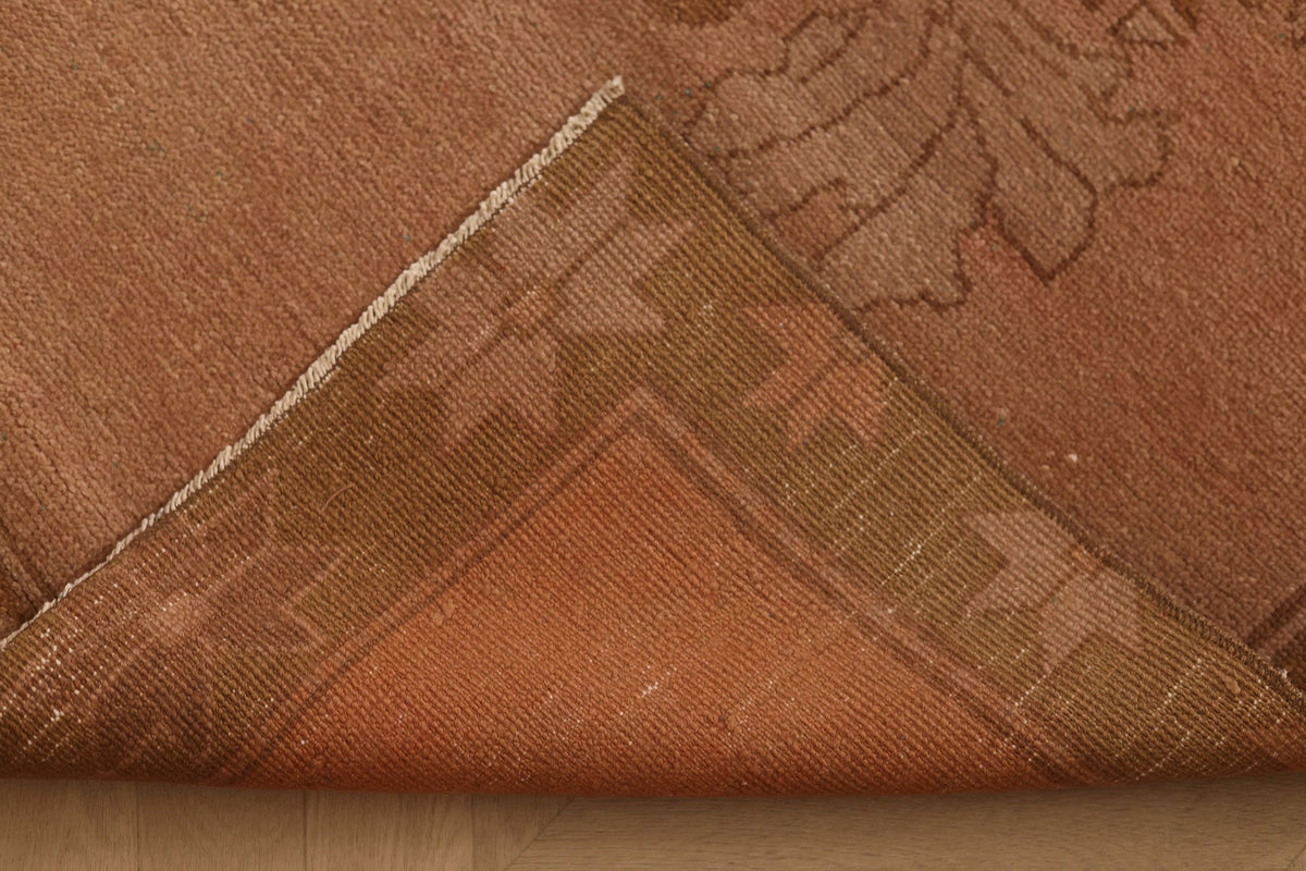 Vintage Malatya Turkish Runner Rug 3x10 ft — Orange & Brown Floral