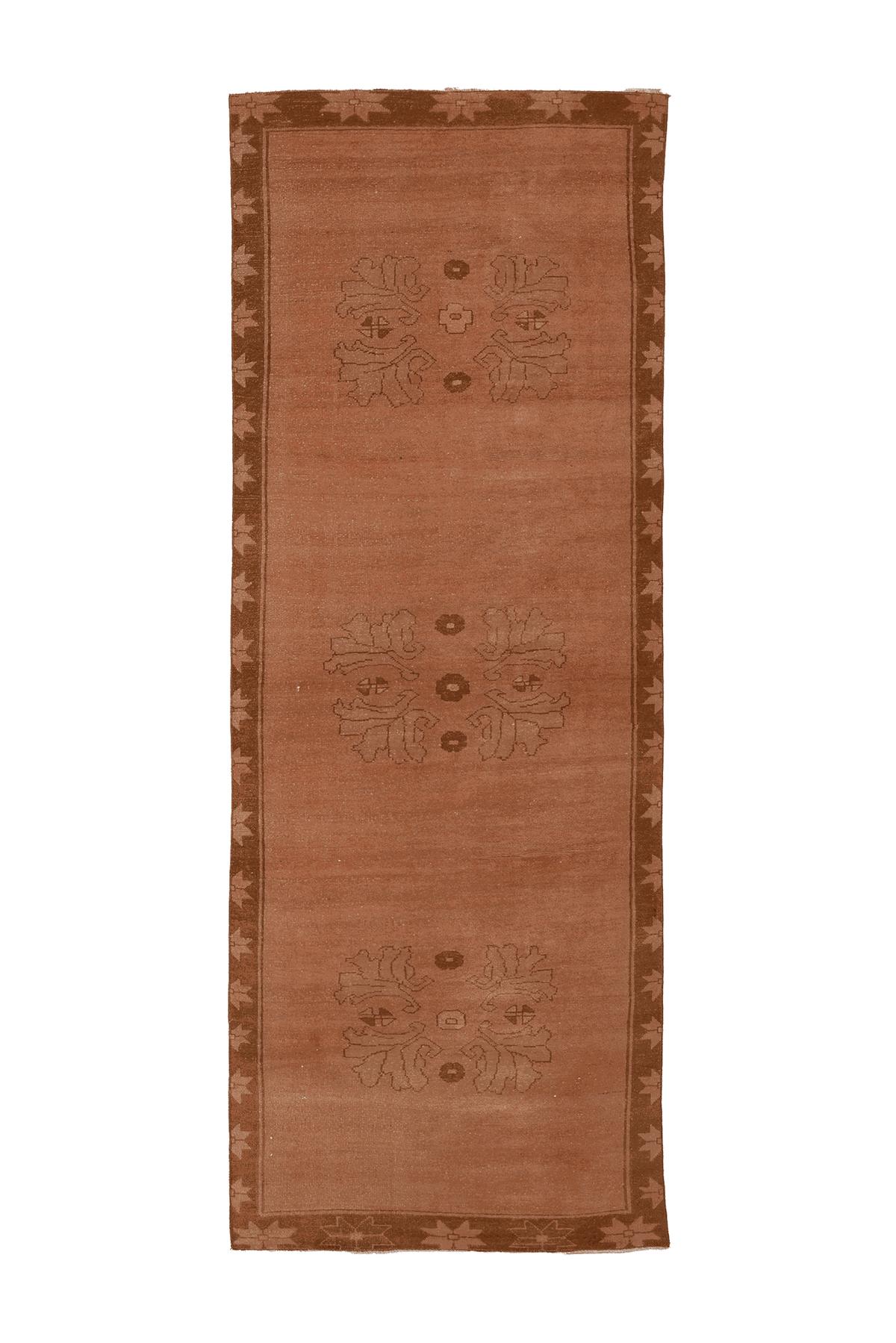 Vintage Malatya Turkish Runner Rug 3x10 ft — Orange & Brown Floral